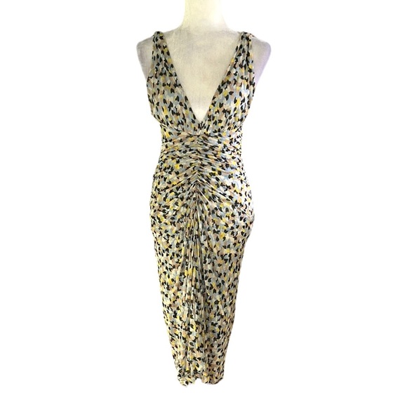 Diane Von Furstenberg Silk Aslin Pastel Ruched Midi Column Dress - 8 - Picture 2 of 13